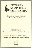 Programme Nov 2003
